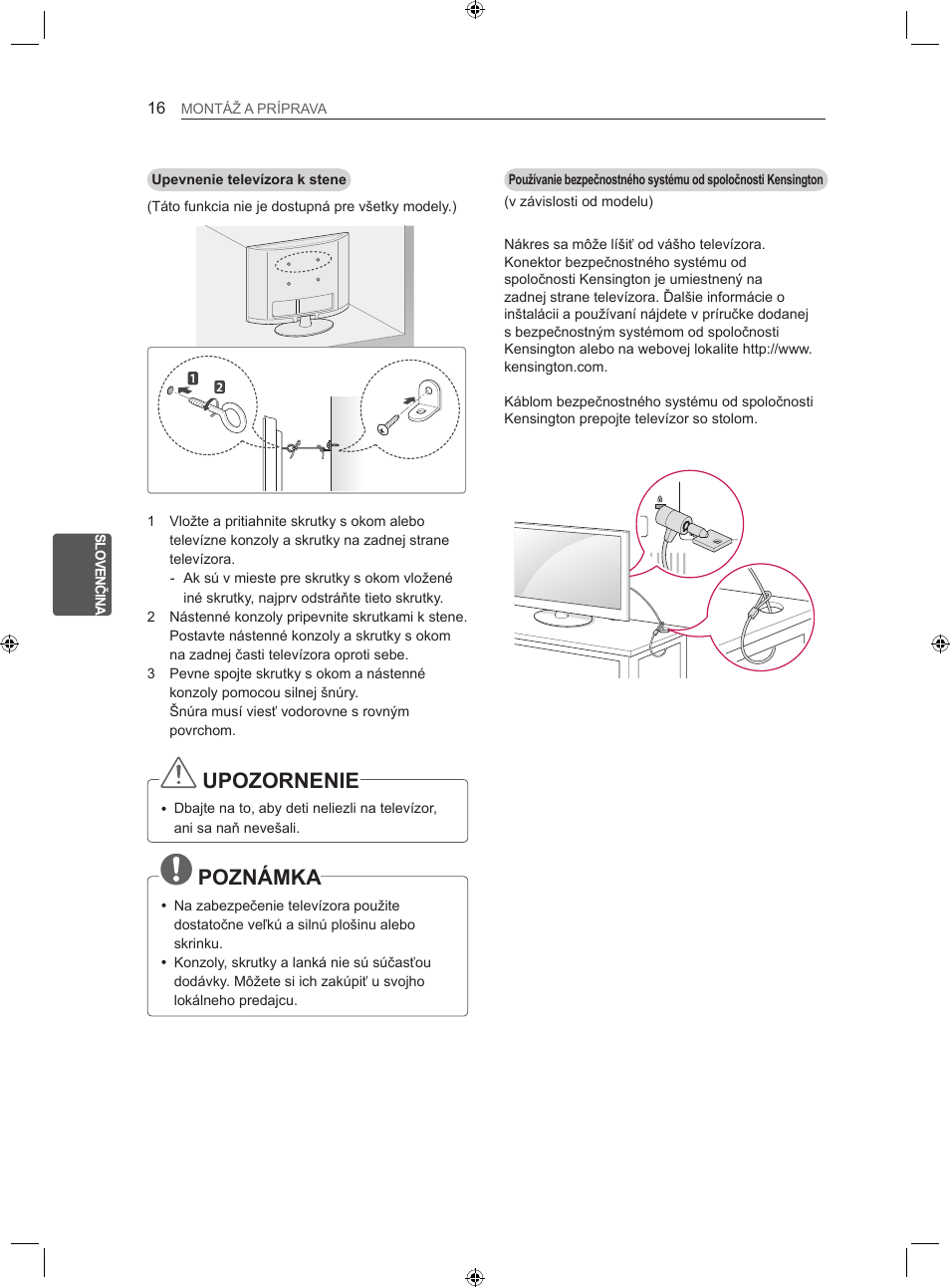 Upozornenie, Poznámka | LG LS35 User Manual | Page 103 / 365