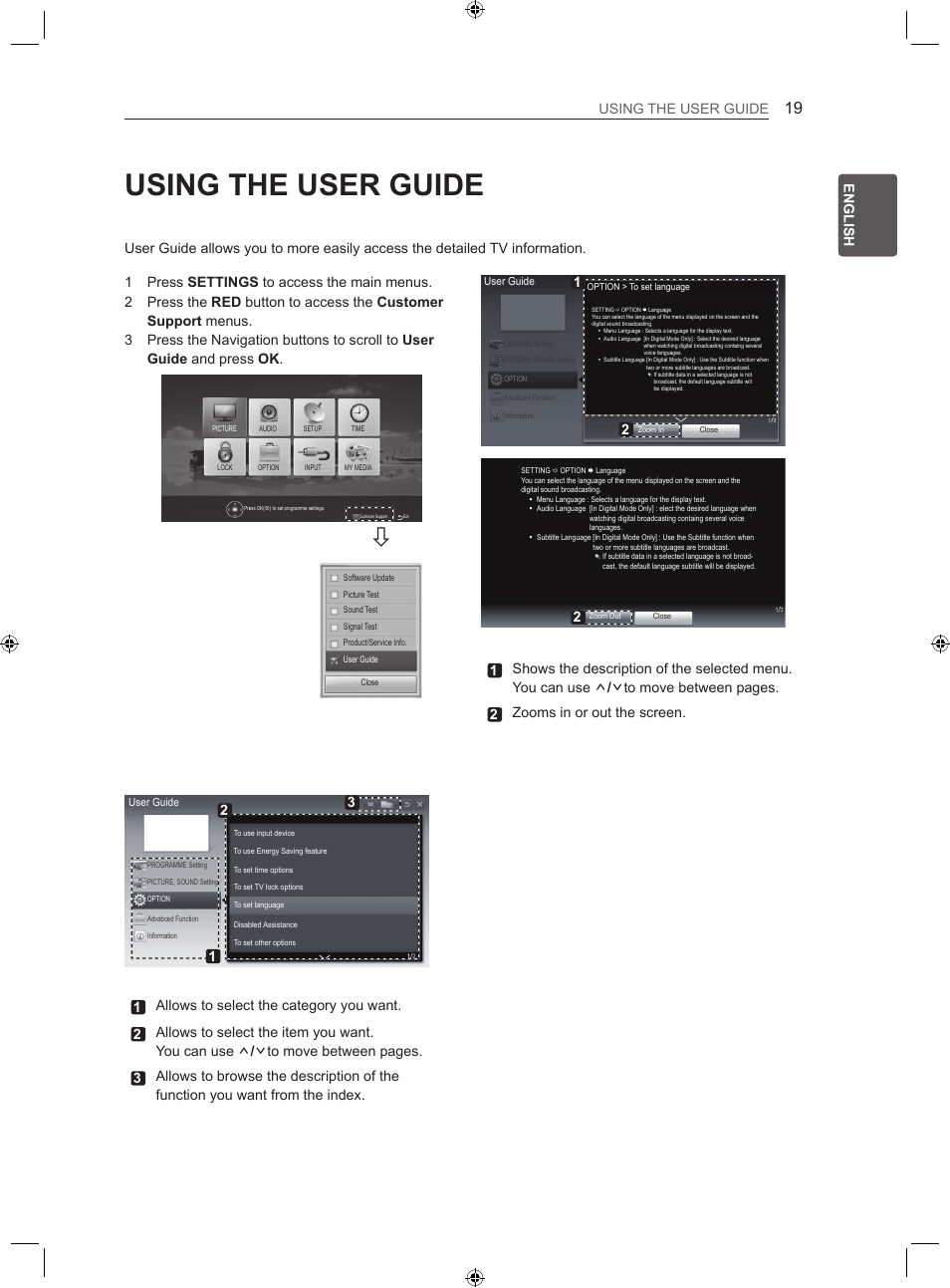 Using the user guide, Eng english using the user guide | LG LS35 User Manual | Page 25 / 365