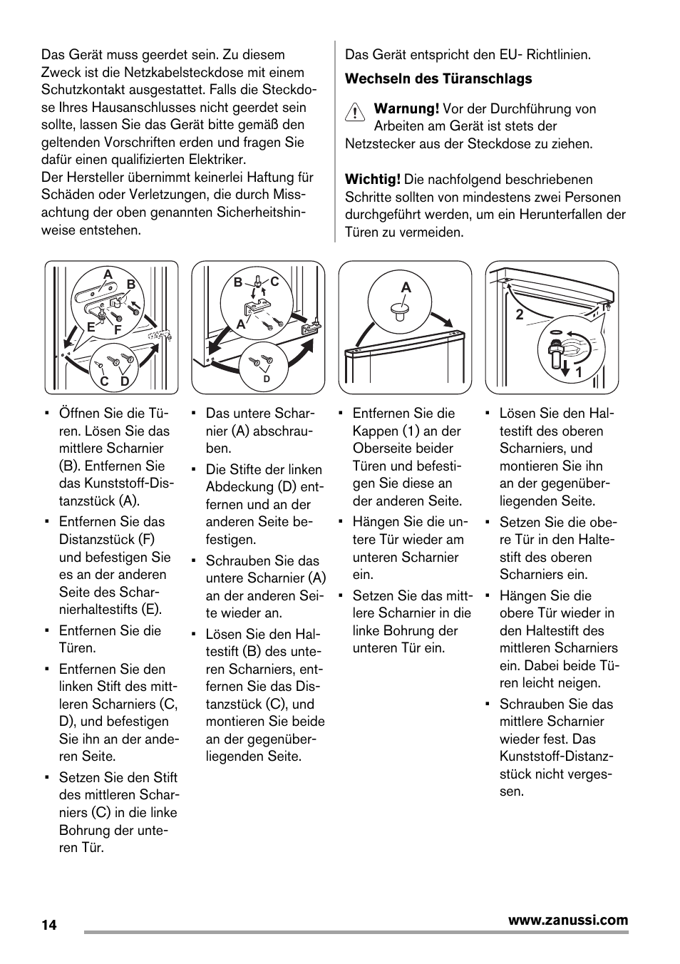 Zanussi ZRB934FX2 User Manual | Page 14 / 60