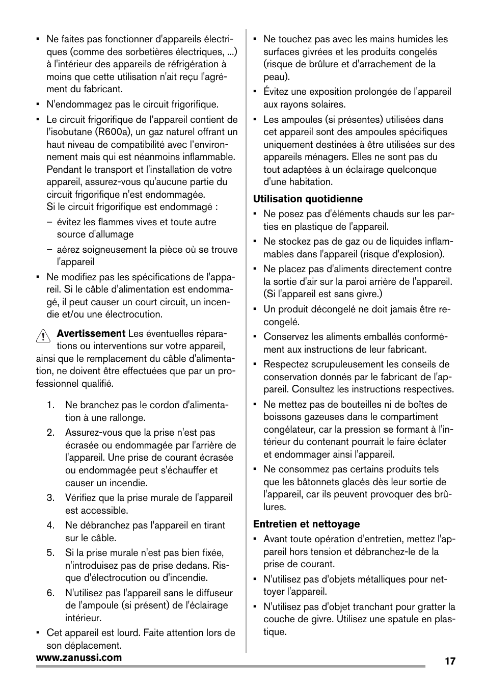 Zanussi ZRB934FX2 User Manual | Page 17 / 60