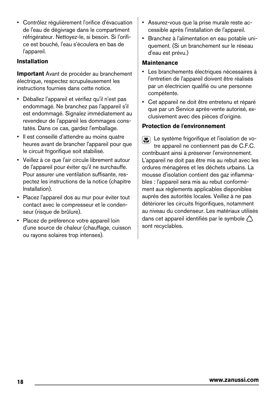 Zanussi ZRB934FX2 User Manual | Page 18 / 60