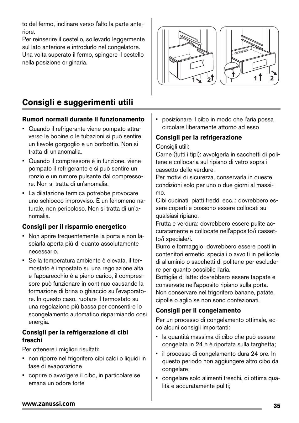 Consigli e suggerimenti utili | Zanussi ZRB934FX2 User Manual | Page 35 / 60