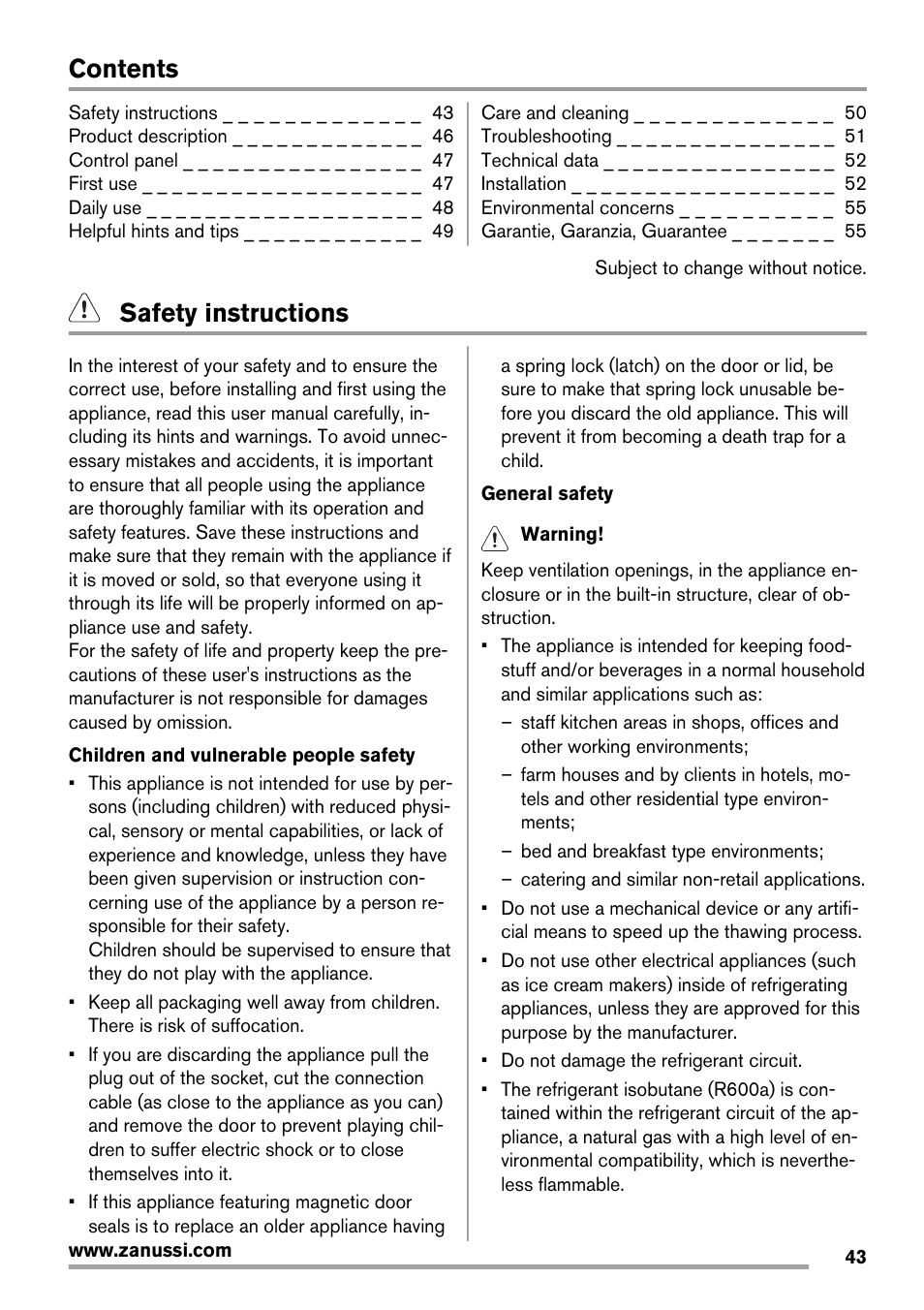 Zanussi ZRB934FX2 User Manual | Page 43 / 60