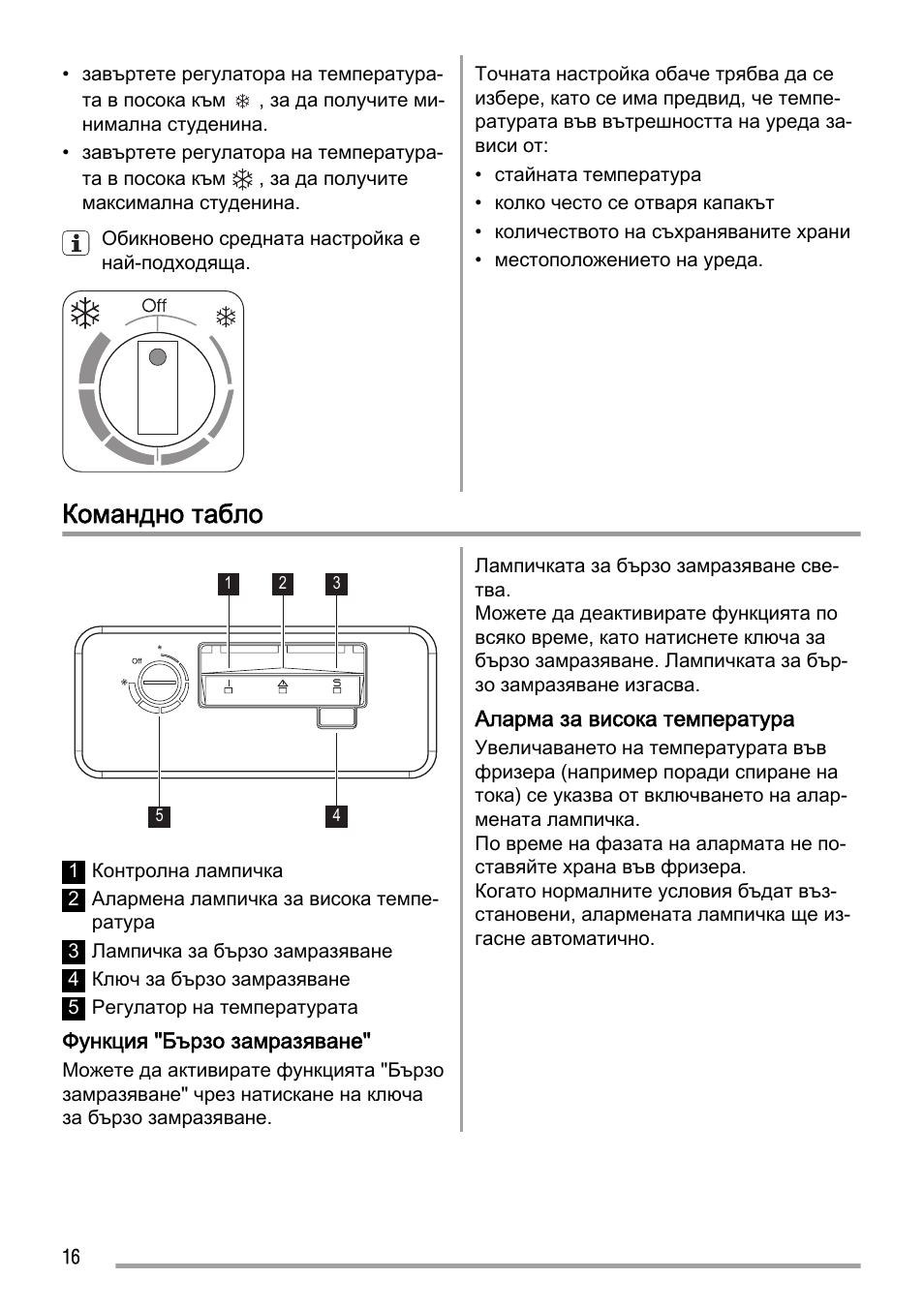 Командно табло | Zanussi ZFC623WAP User Manual | Page 16 / 112