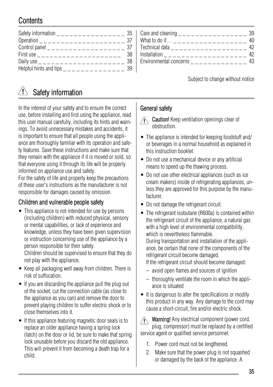 Zanussi ZFC623WAP User Manual | Page 35 / 112