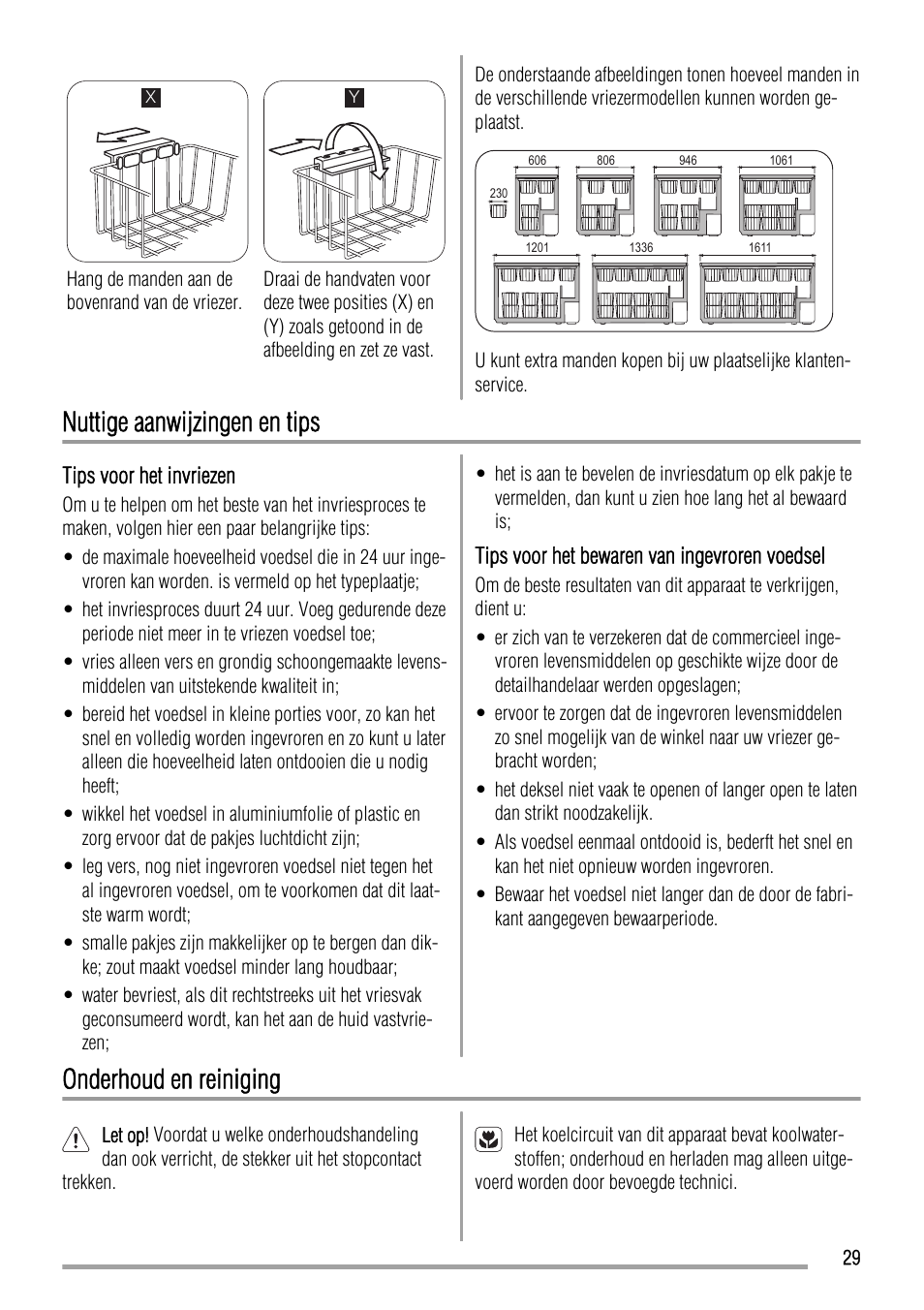 Nuttige aanwijzingen en tips, Onderhoud en reiniging | Zanussi ZFC627WAP User Manual | Page 29 / 120