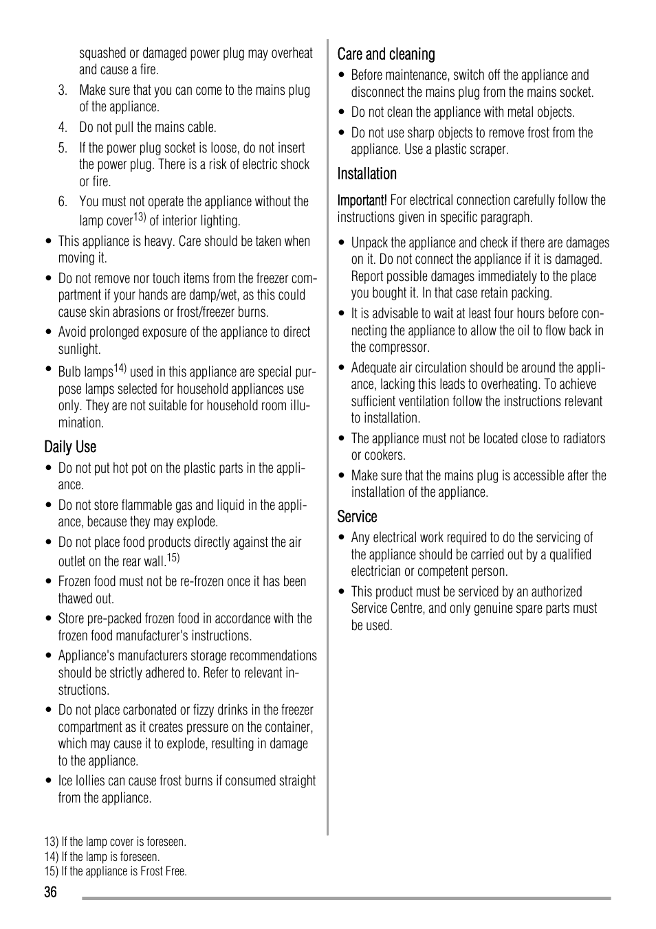 Zanussi ZFC627WAP User Manual | Page 36 / 120