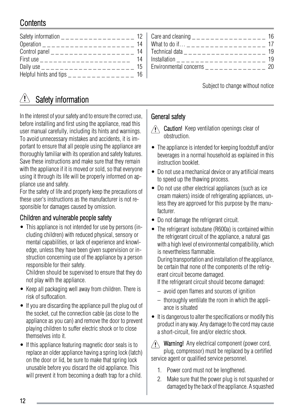 Zanussi ZFC639WAP User Manual | Page 12 / 100