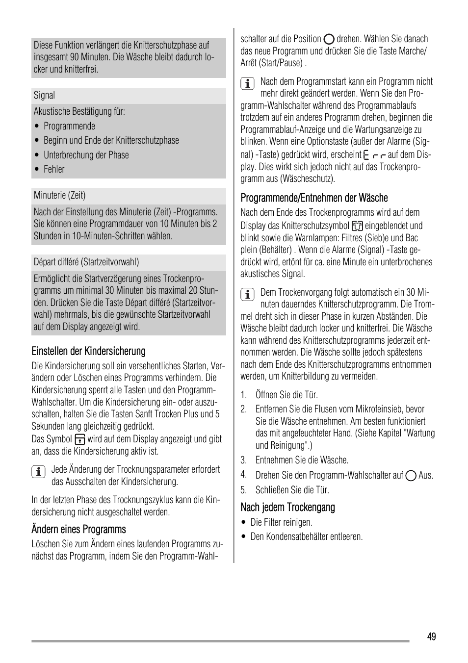 Zanussi ZTH485 User Manual | Page 49 / 56