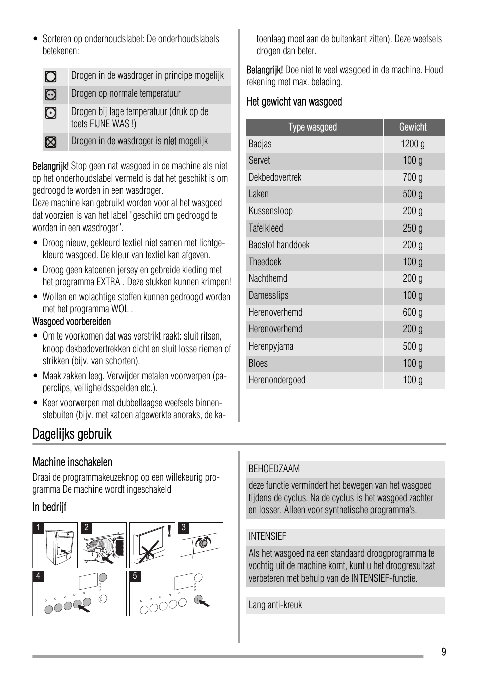 Dagelijks gebruik | Zanussi ZTH485 User Manual | Page 9 / 56