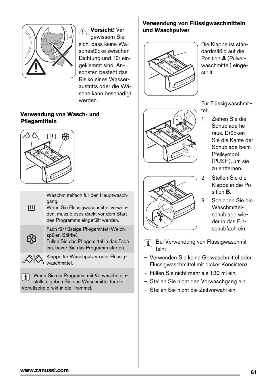 Zanussi ZWG7120K User Manual | Page 61 / 72