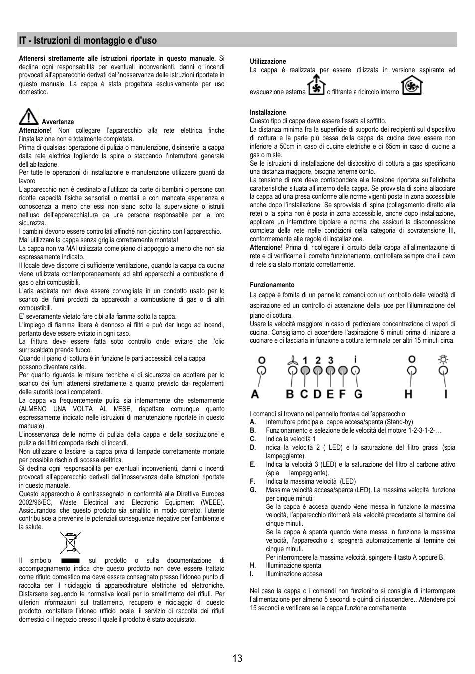 It - istruzioni di montaggio e d'uso | AEG DI8610-M User Manual | Page 13 / 76