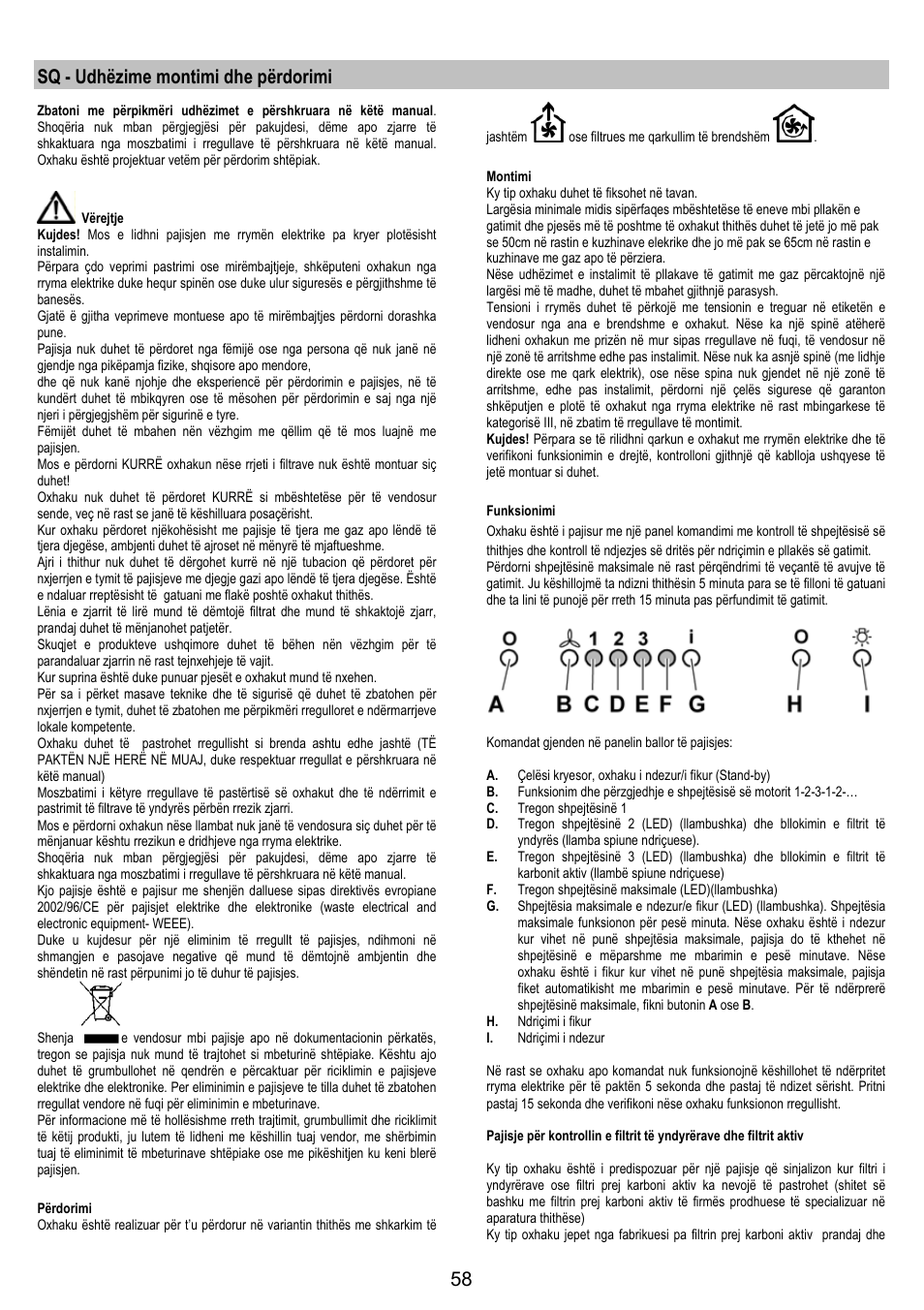 Sq - udhëzime montimi dhe përdorimi | AEG DI8610-M User Manual | Page 58 / 76