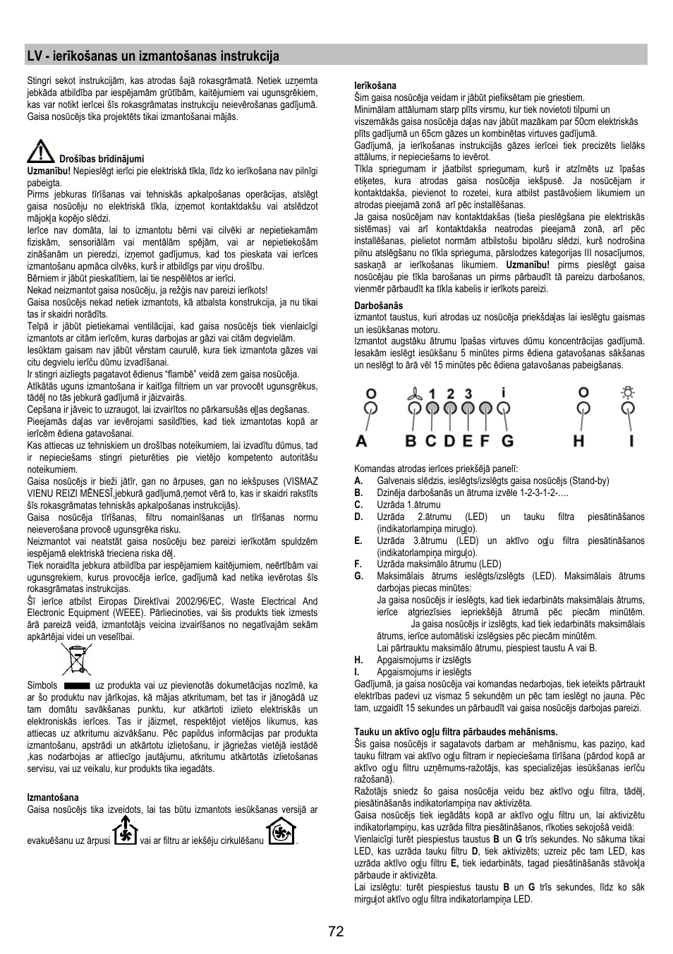 Lv - ierīkošanas un izmantošanas instrukcija | AEG DI8610-M User Manual | Page 72 / 76