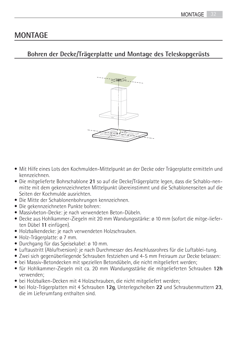 Montage | AEG DI7490-M User Manual | Page 32 / 88