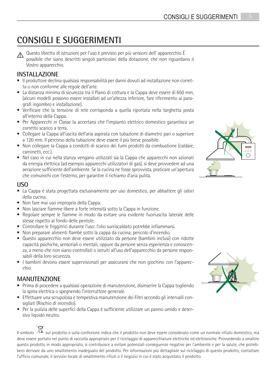 Consigli e suggerimenti, Consigli e suggerimenti 5, Installazione | Manutenzione | AEG DI7490-M User Manual | Page 5 / 88