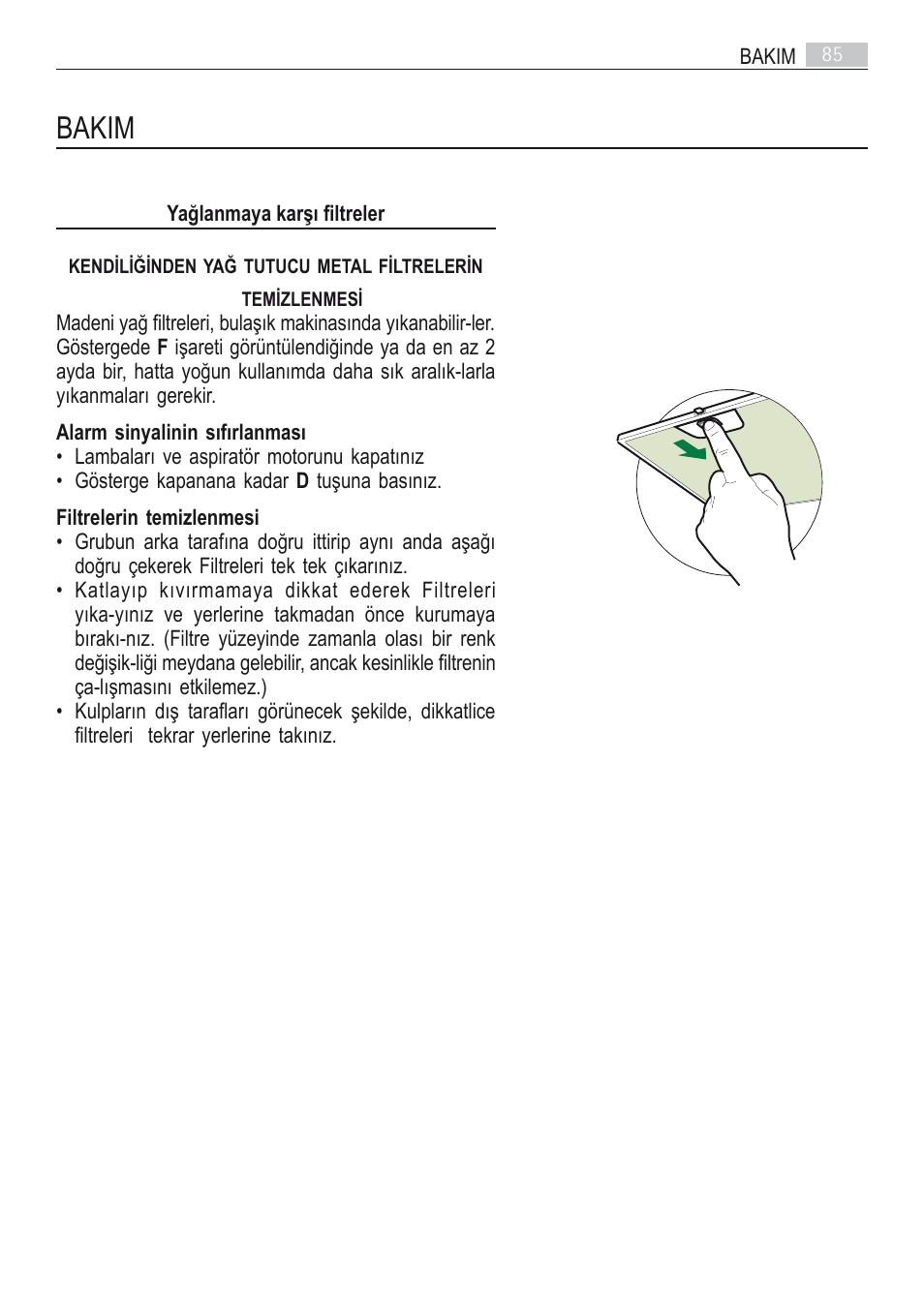 Bakim | AEG DI7490-M User Manual | Page 85 / 88