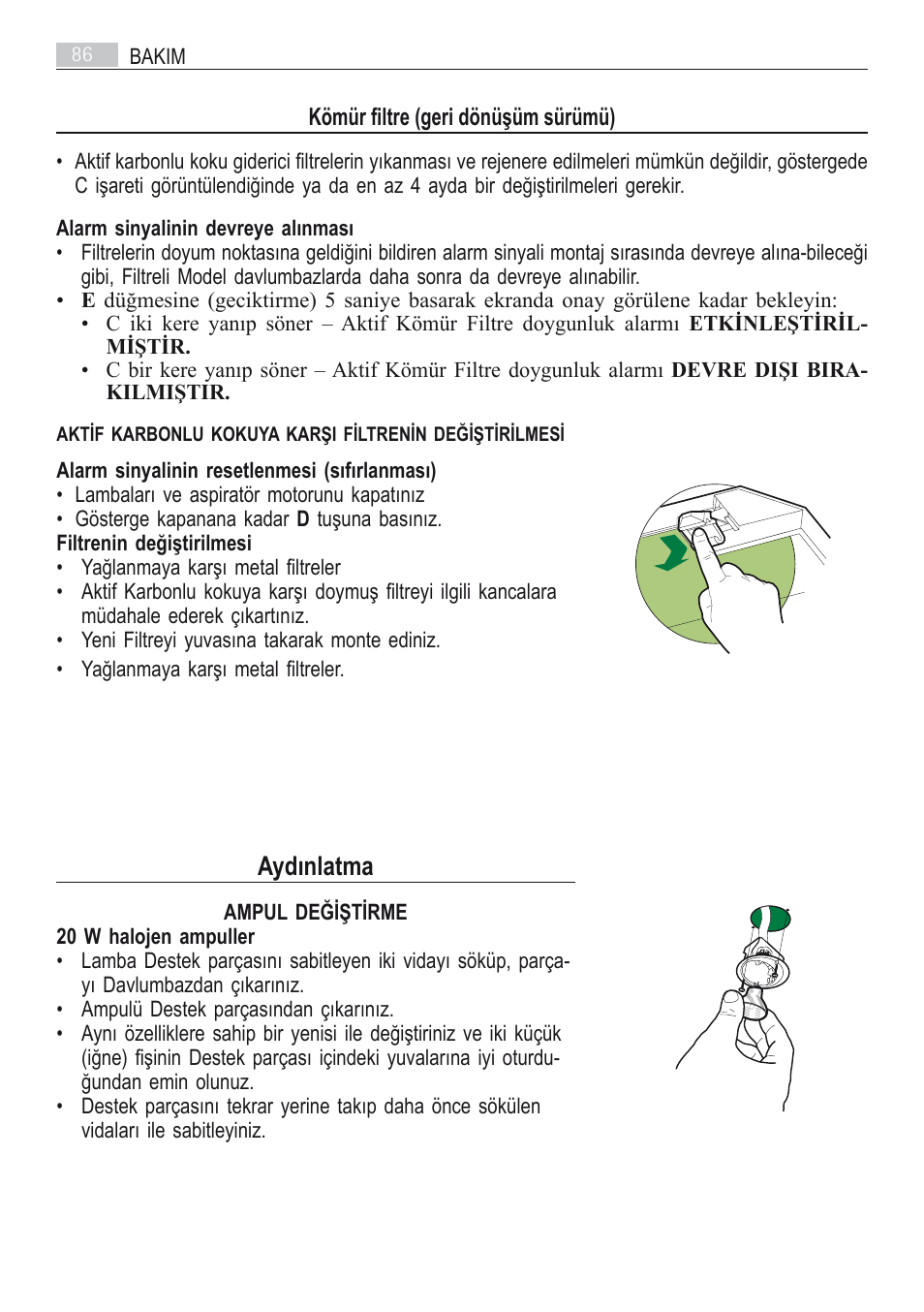 Aydınlatma | AEG DI7490-M User Manual | Page 86 / 88