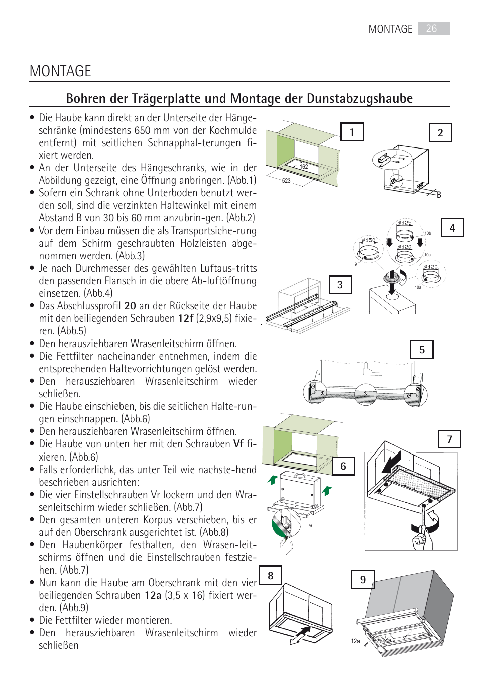 Montage, De 1 10 | AEG DF7190-M User Manual | Page 26 / 40