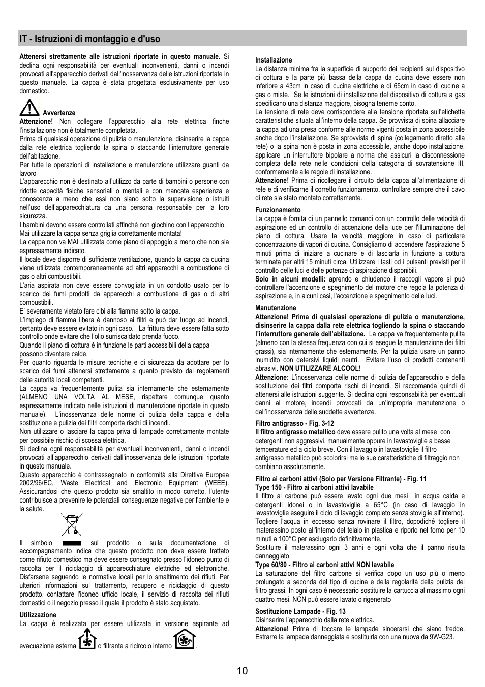 It - istruzioni di montaggio e d'uso | AEG DF6260ML User Manual | Page 10 / 52