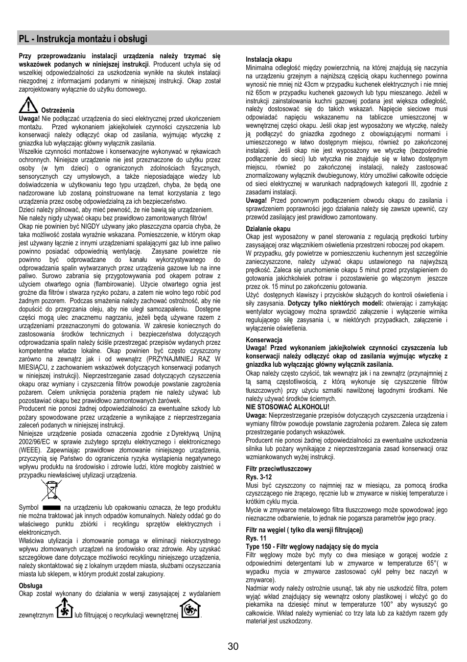 Pl - instrukcja montażu i obsługi | AEG DF6260ML User Manual | Page 30 / 52