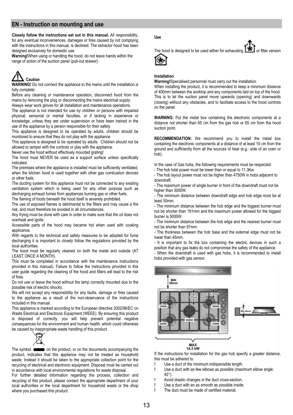 En - instruction on mounting and use | AEG DH1690-M User Manual | Page 13 / 77