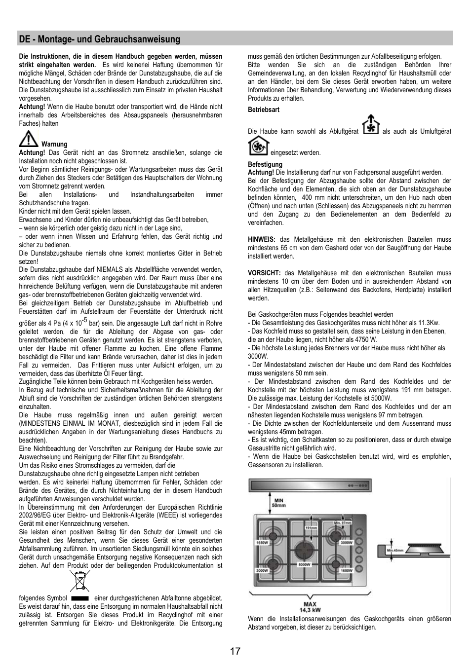 De - montage- und gebrauchsanweisung | AEG DH1690-M User Manual | Page 17 / 77