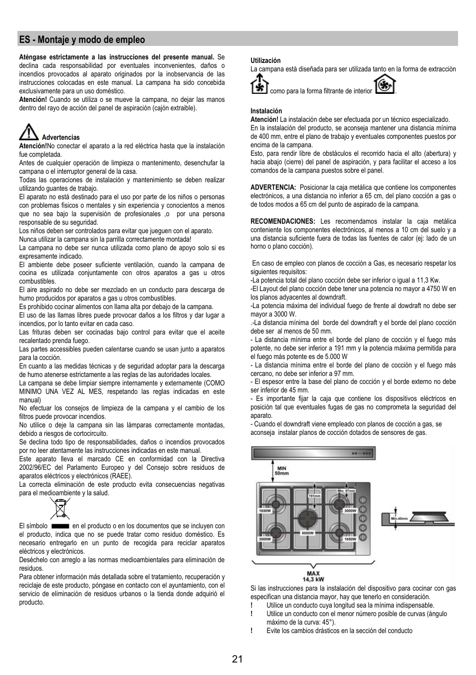 Es - montaje y modo de empleo | AEG DH1690-M User Manual | Page 21 / 77