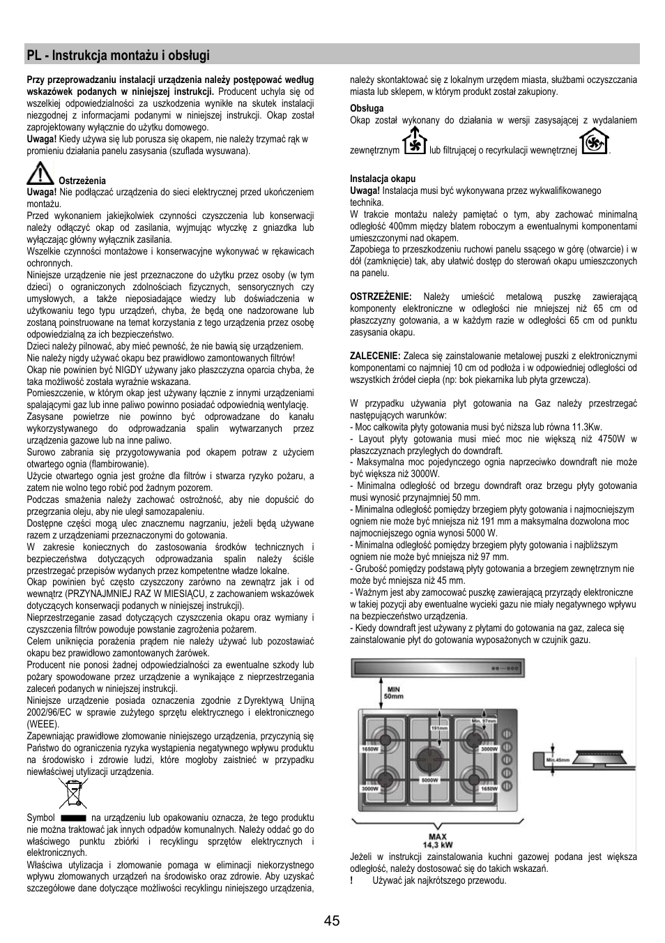 Pl - instrukcja montażu i obsługi | AEG DH1690-M User Manual | Page 45 / 77