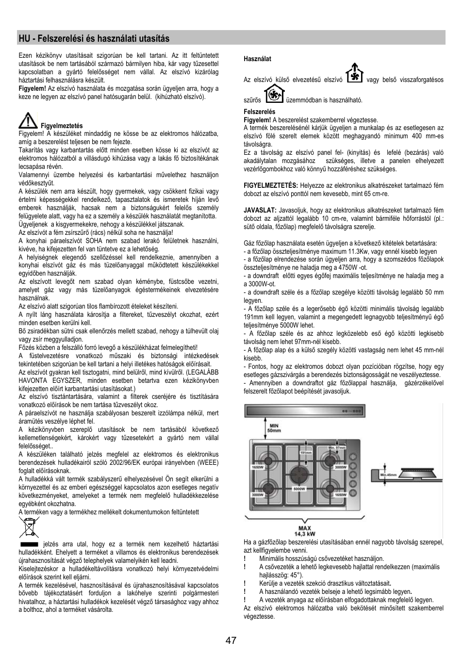 Hu - felszerelési és használati utasítás | AEG DH1690-M User Manual | Page 47 / 77