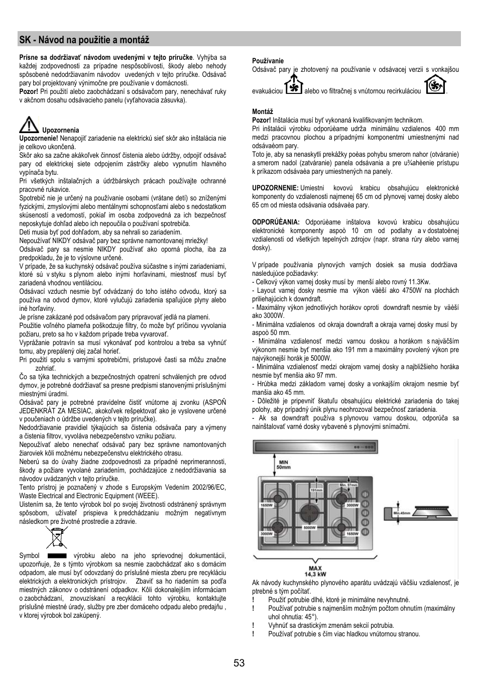 Sk - návod na použitie a montáž | AEG DH1690-M User Manual | Page 53 / 77