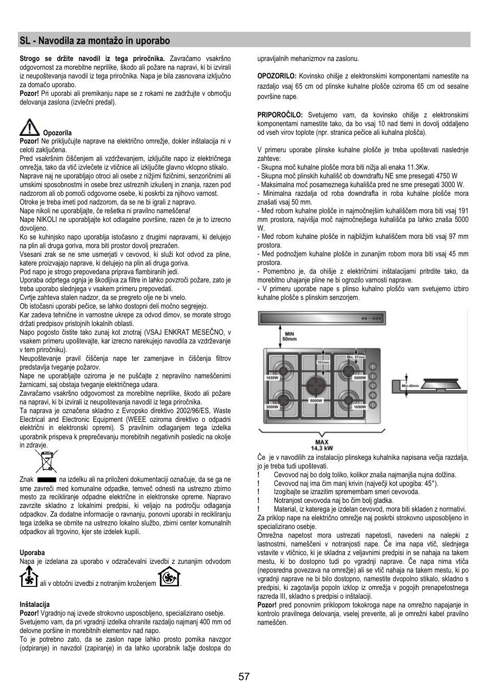 Sl - navodila za montažo in uporabo | AEG DH1690-M User Manual | Page 57 / 77
