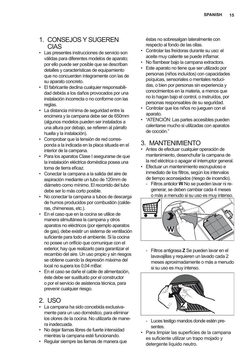 Consejos y sugeren cias, Mantenimiento | AEG X79263MV0 User Manual | Page 15 / 96