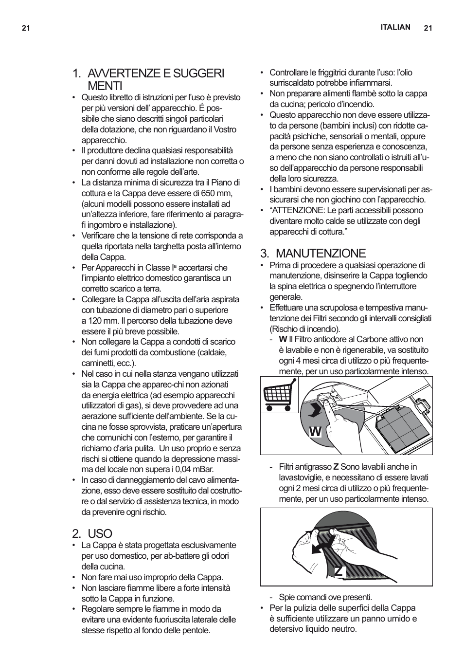 Avvertenze e suggeri menti, Manutenzione | AEG X79263MV0 User Manual | Page 21 / 96