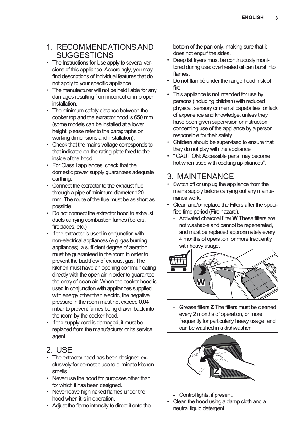 Recommendations and suggestions, Maintenance | AEG X79263MV0 User Manual | Page 3 / 96