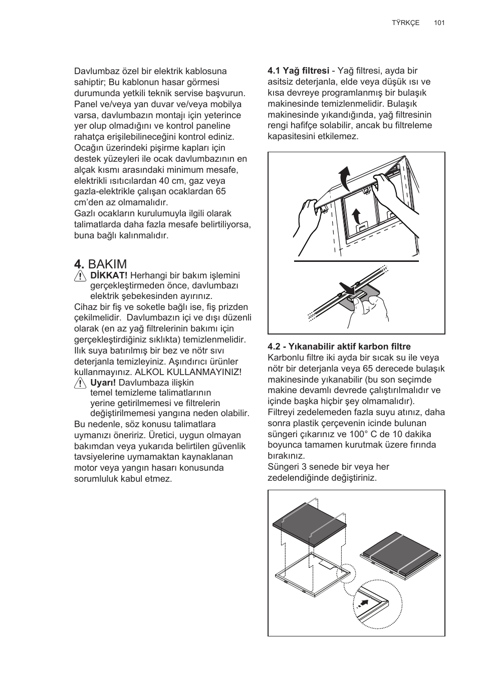 Bakim | AEG X78263BV1 User Manual | Page 101 / 128