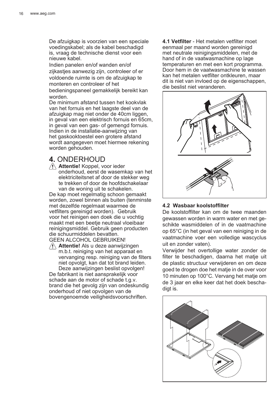 Onderhoud | AEG X78263BV1 User Manual | Page 16 / 128