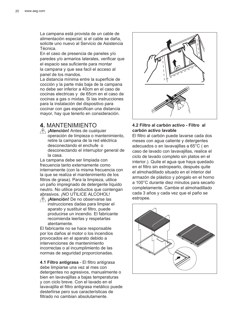 Mantenimiento | AEG X78263BV1 User Manual | Page 20 / 128