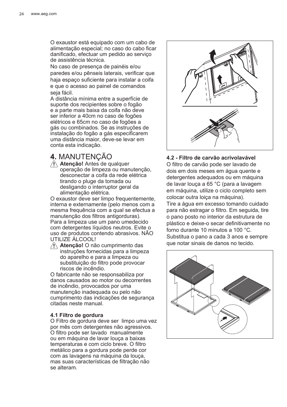 Manutenção | AEG X78263BV1 User Manual | Page 24 / 128