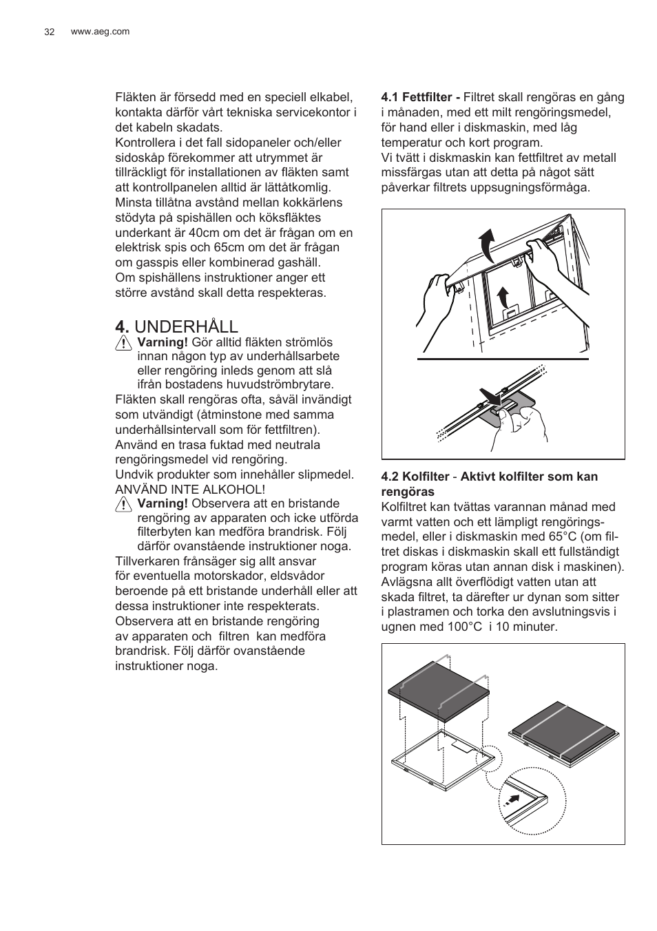 Underhåll | AEG X78263BV1 User Manual | Page 32 / 128