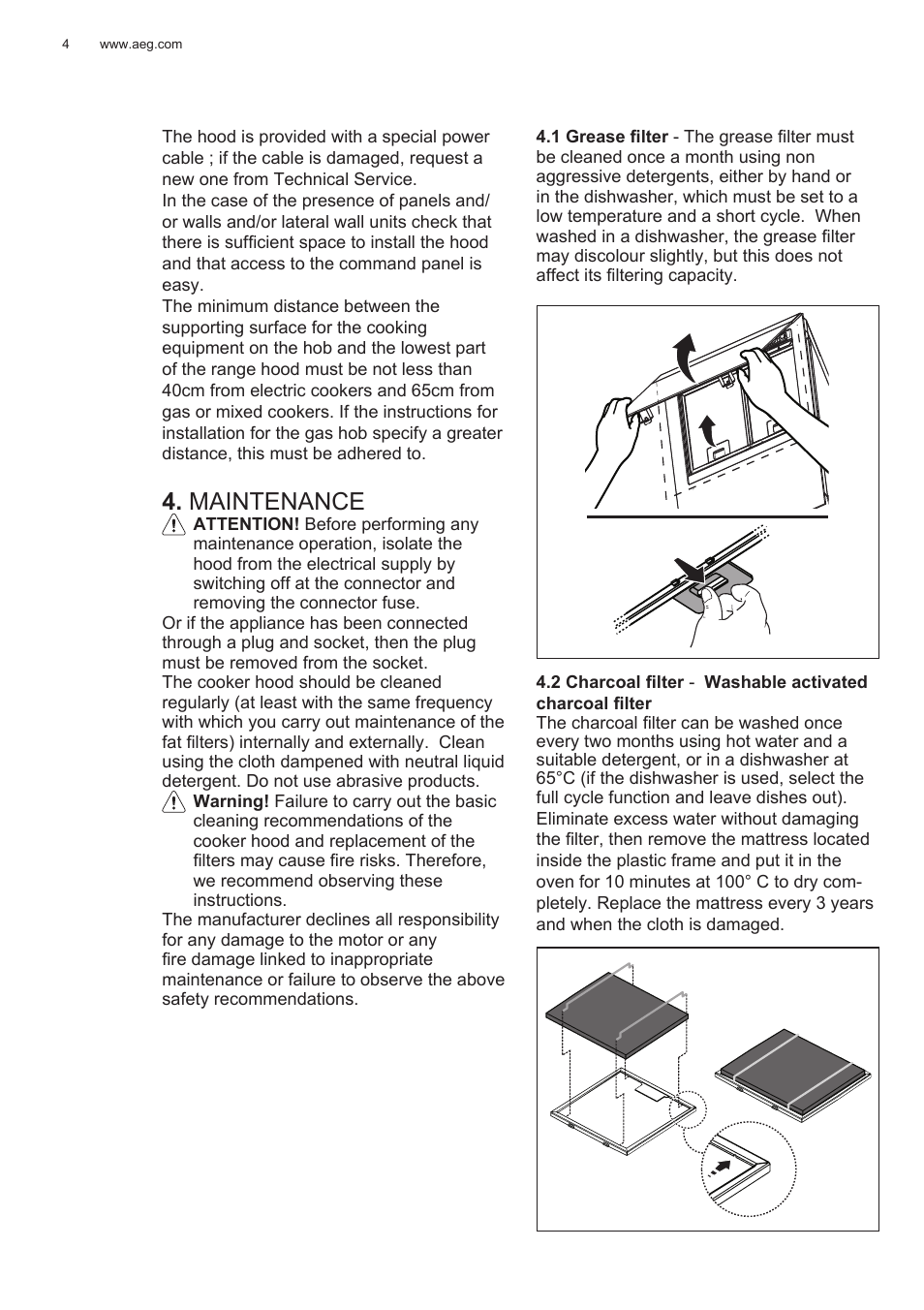 Maintenance | AEG X78263BV1 User Manual | Page 4 / 128