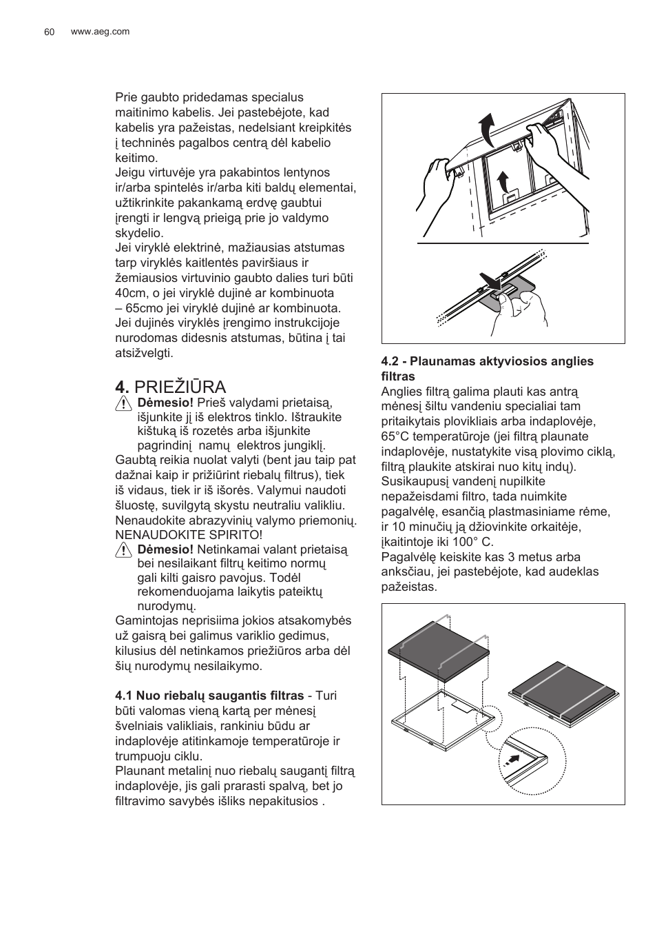 Priežiūra | AEG X78263BV1 User Manual | Page 60 / 128