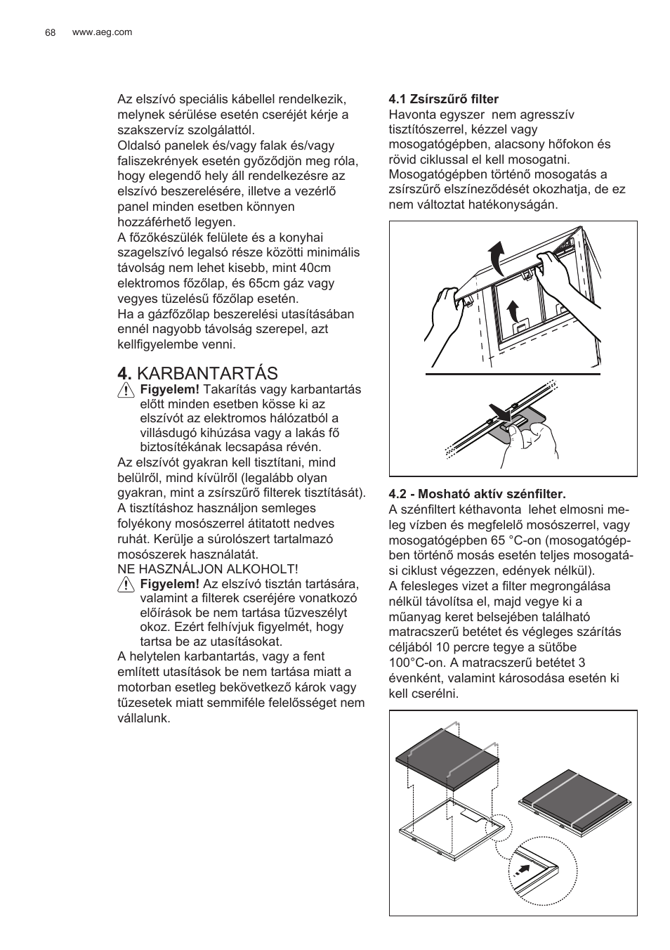 Karbantartás | AEG X78263BV1 User Manual | Page 68 / 128