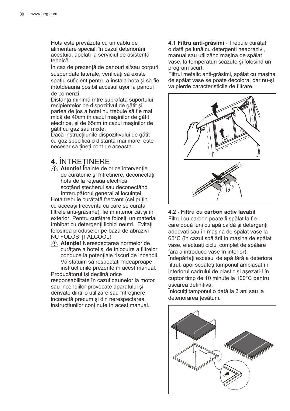 Întreţinere | AEG X78263BV1 User Manual | Page 80 / 128