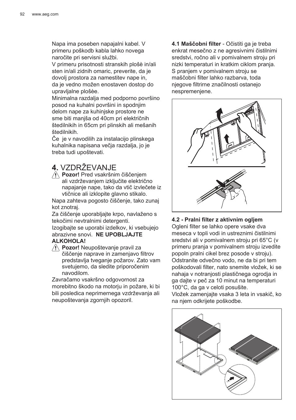 Vzdrževanje | AEG X78263BV1 User Manual | Page 92 / 128