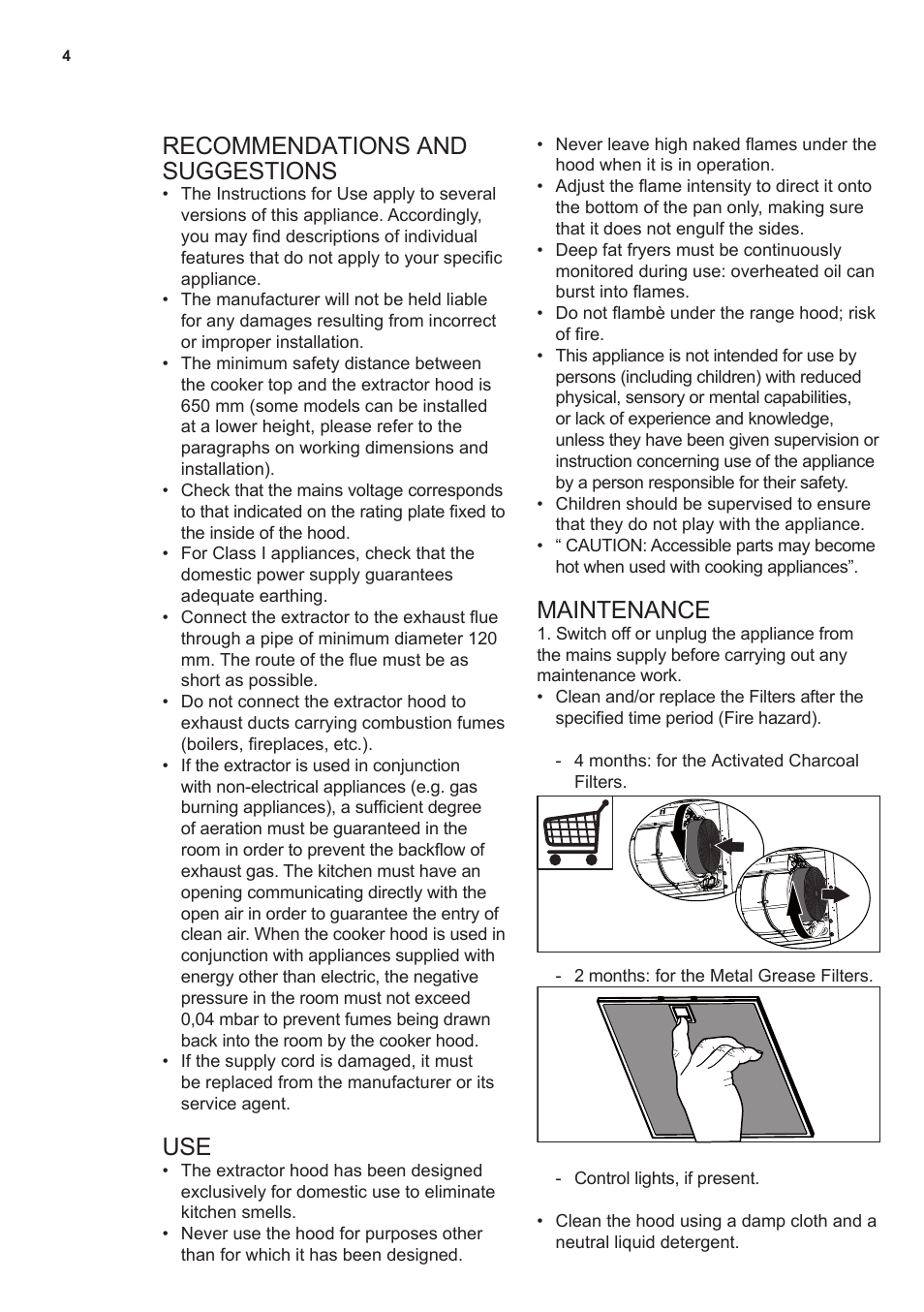 Recommendations and suggestions, Maintenance | AEG X69453MV0 User Manual | Page 4 / 35