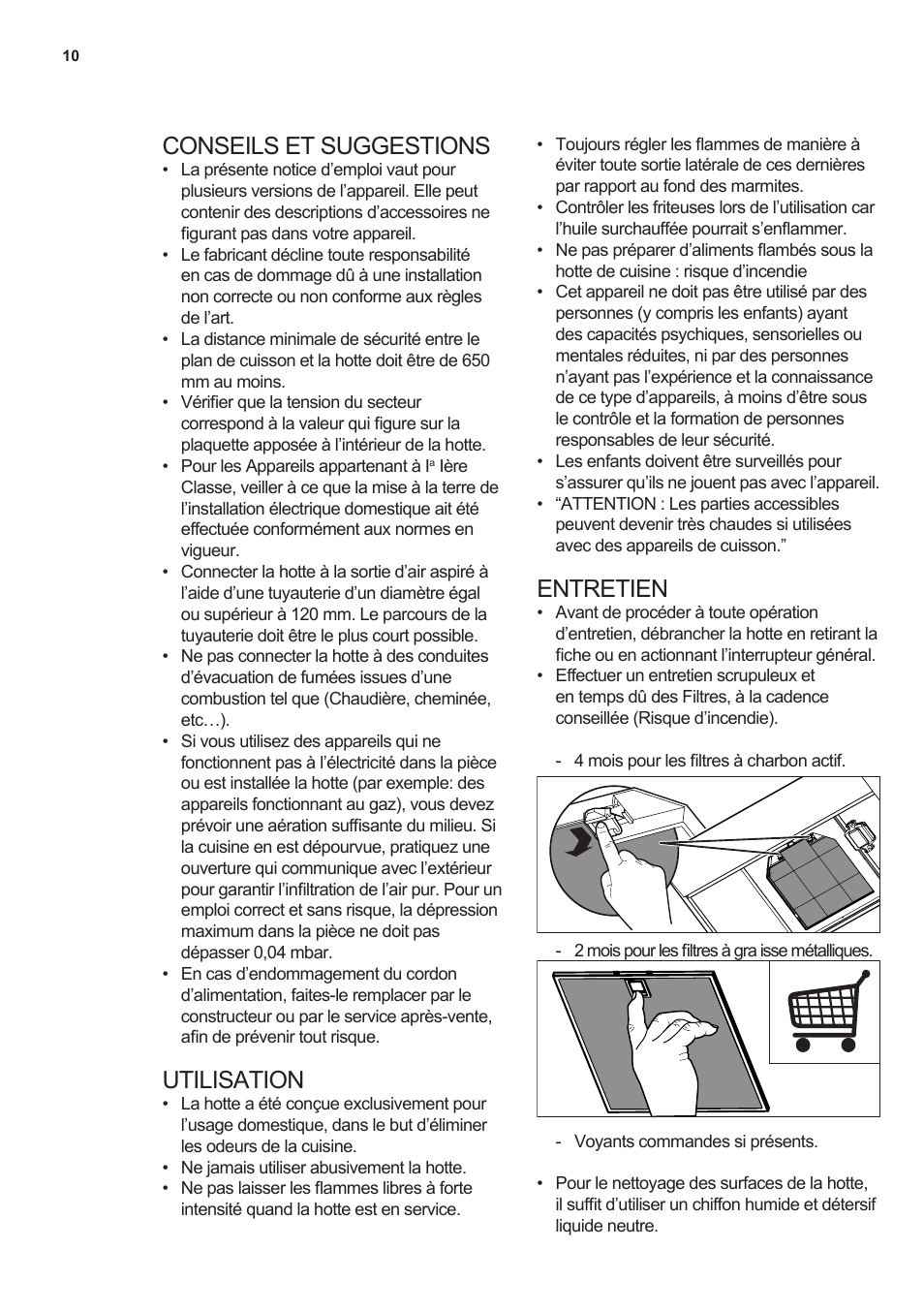 Conseils et suggestions, Utilisation, Entretien | AEG X69453MD0 User Manual | Page 10 / 96