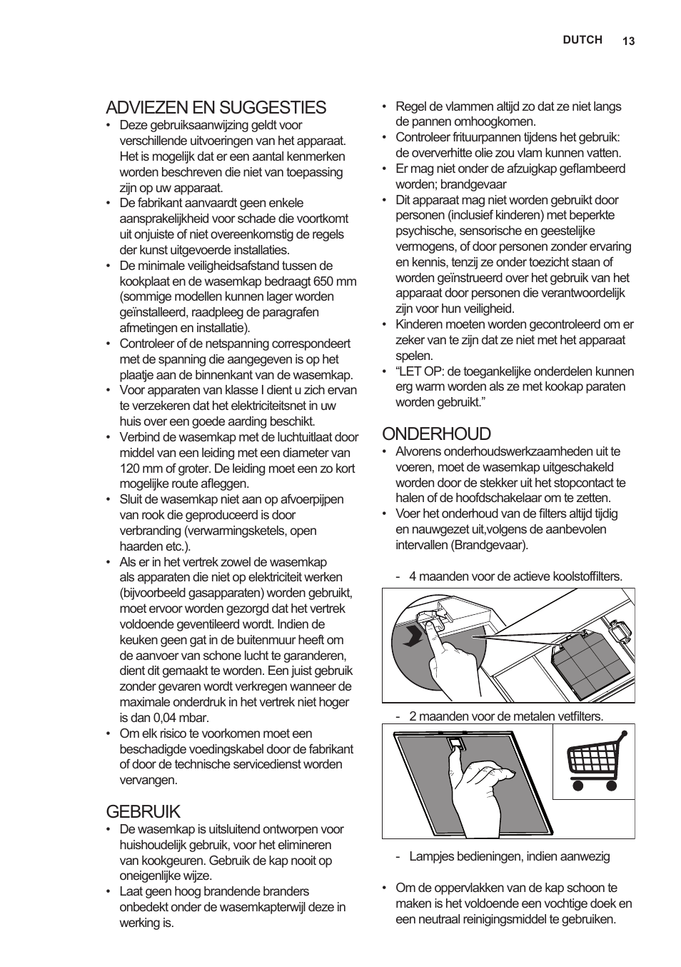 Adviezen en suggesties, Gebruik, Onderhoud | AEG X69453MD0 User Manual | Page 13 / 96