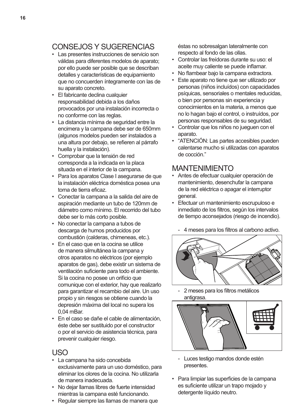 Consejos y sugerencias, Mantenimiento | AEG X69453MD0 User Manual | Page 16 / 96