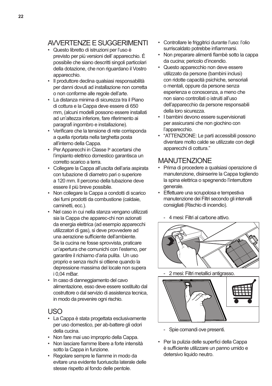 Avvertenze e suggerimenti, Manutenzione | AEG X69453MD0 User Manual | Page 22 / 96